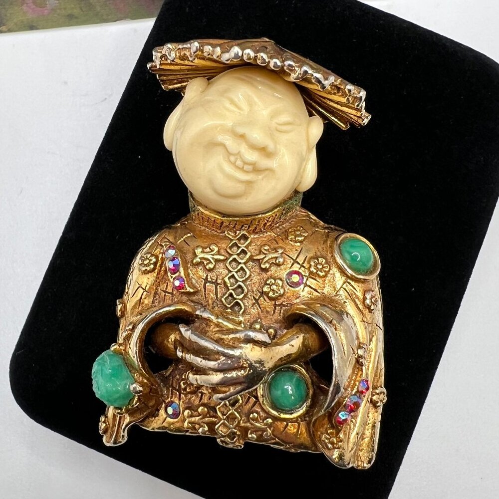 HAR Laughing Buddha Brooch - 1960 - Picture 5 of 7